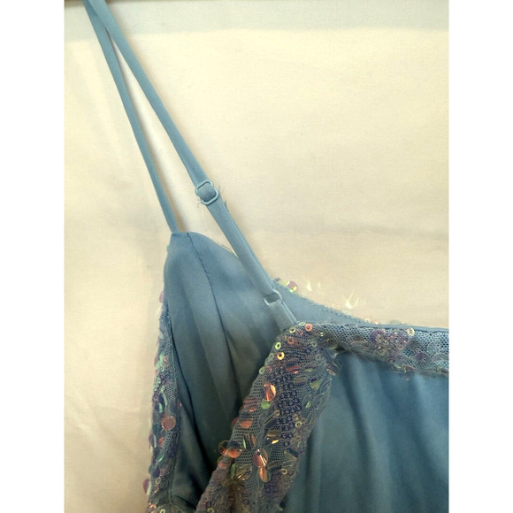 MNK Ice‎ Blue Sequin Mini Bodycon Cocktail Party Dress Size L Glam Girly Y2K - Picture 9 of 12